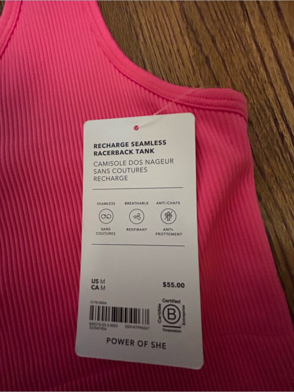 NWT Athleta Recharge Seamless Racerback Tank Pink Ribbed Crop Tank Medium - Picture 2 of 5